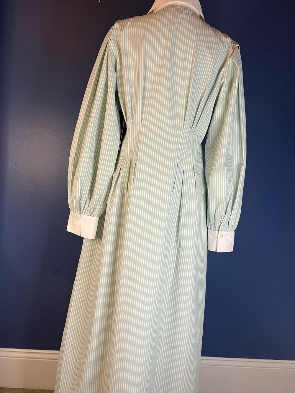 Tuckernuck Corrine, clear bead embellished maxi dress, mint & white pinstripe, - Picture 4 of 14